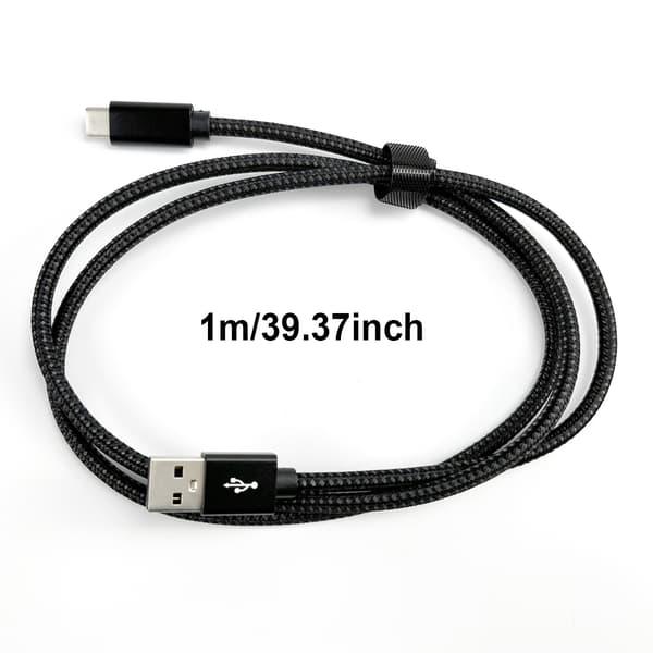 USB-A 2.0 til USB C-kabel med 3A hurtiglading Black 1 m