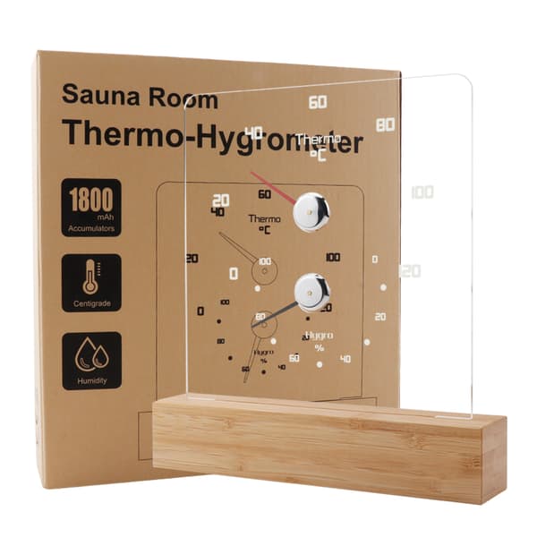 Badstuetermometer Hygrometer med RGB-lys