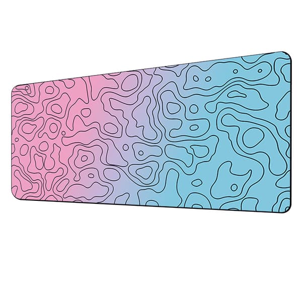 Kunstnerisk musemåtte med blomstermotiv Pink+Blue L