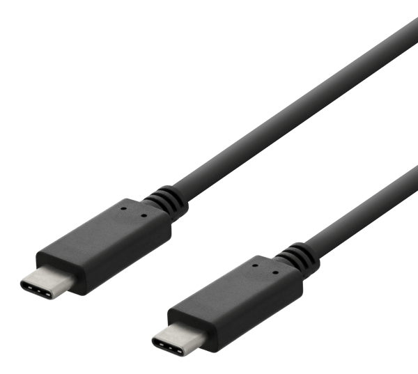 USB 2.0 -latauskaapeli, USB-C - USB-C, 3A, 2m, musta