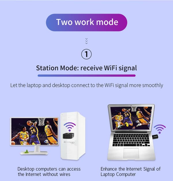 Trådløs WiFi Adapter - Sort