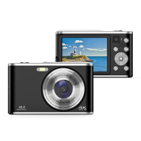 Digitalkamera 4K 48MP 16 x zoom webkamera Black