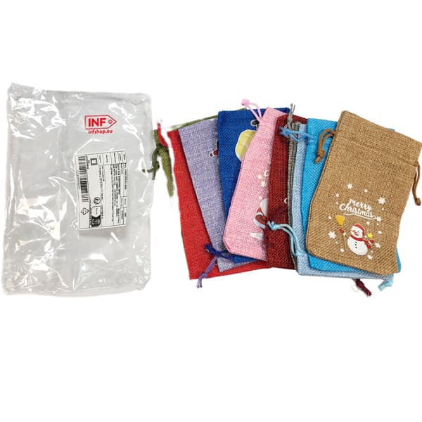 Jouluiset juuttilahjapussit 10-pack