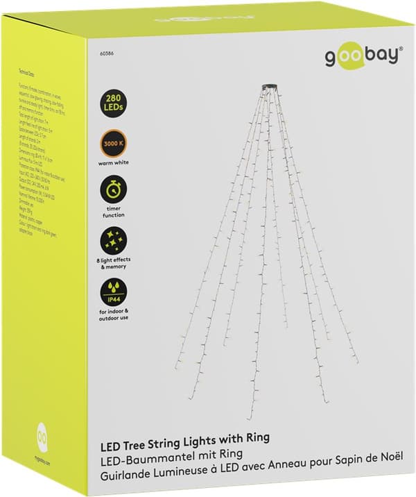 280 LED seng juletrebelysning med ring