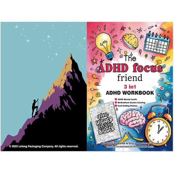 3-i-1 ADHD Focus Friend Workbook: Voksen Terapi, Stresshåndtering og Målsætningsplanlægger