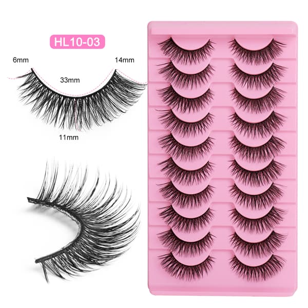 Naturlige False Eyelashes HL10-03 (10 par)