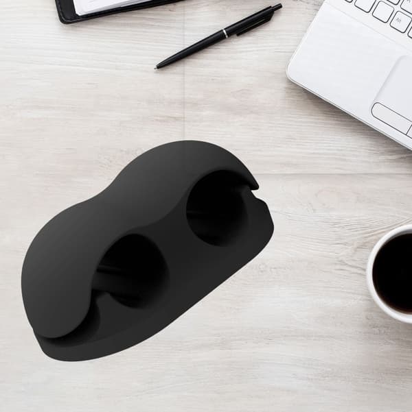 2-pakning Ny dobbelthulls pennklips/kabelorganisator Black