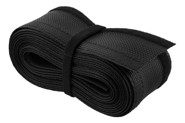 Nylon cable wrap, hook and loop fastener, 5m, black