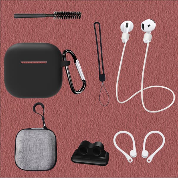 AirPods 4:e generationen åttadelars set i svart