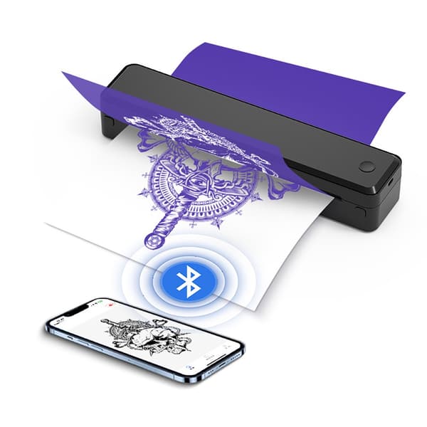A4 Mini Termisk Printer 200dpi - Trådløs Bærbar Tatoveringsprinter, Kompatibel med Windows, Mac, iOS og Android White