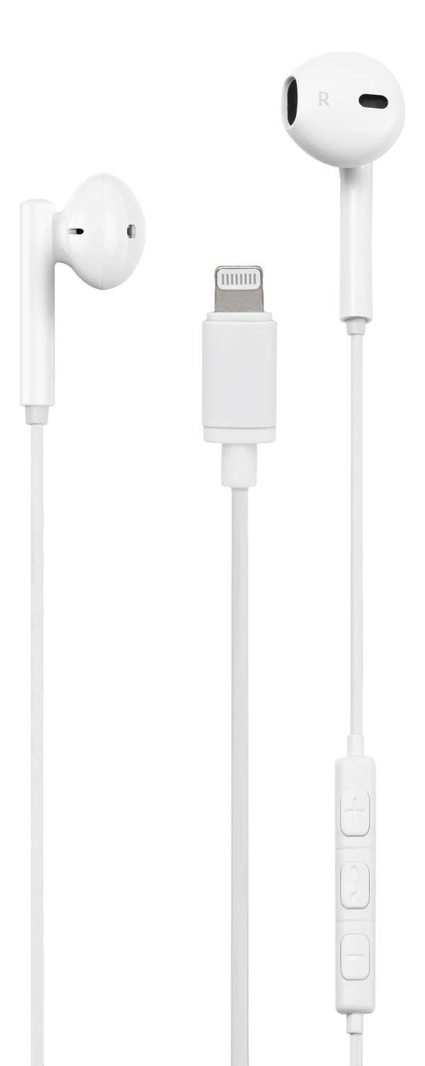 L200 In-ear Lightning earbuds, MFi, volume control, white