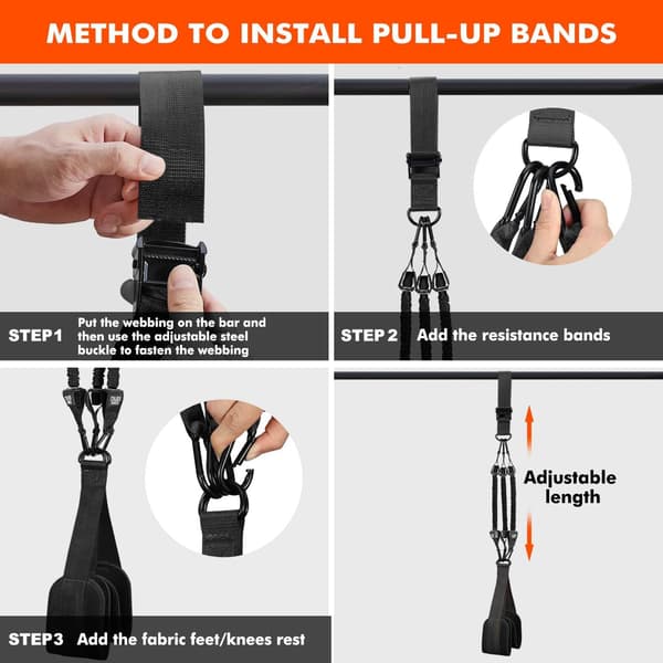 Pull up band / Træningsbånd pull ups - Pull up-hjælp til styrketræning Black 240 lbs