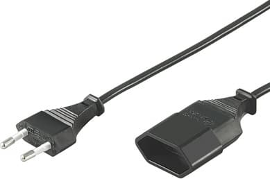 Extension cable, straight CEE 7/16 to Euro socket, 2m, black