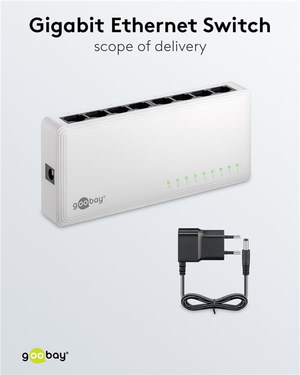 8-port Gigabit Ethernet netværksswitch