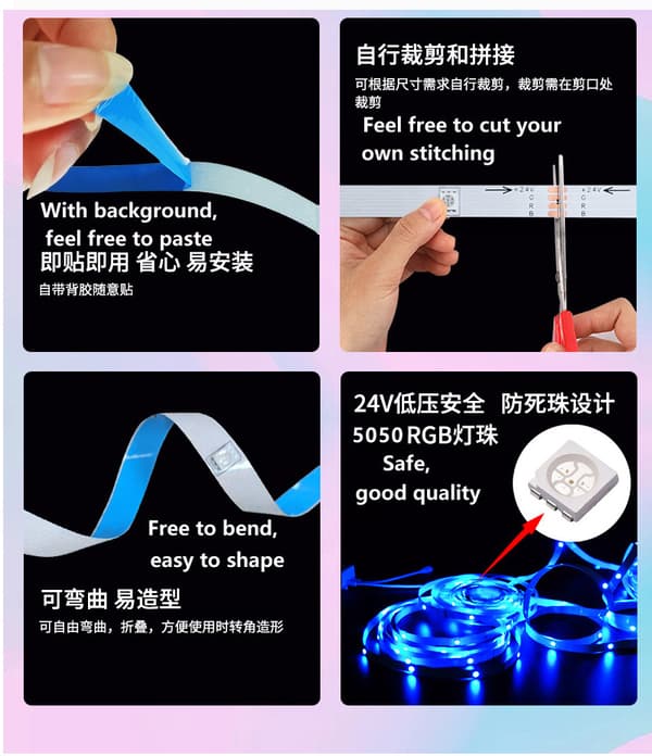 20M LED Strip Lights Kit med Bluetooth App Kontrol