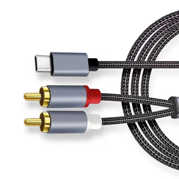 USB-C - 2x RCA-stereoäänikaapeli Grey 1.2 m