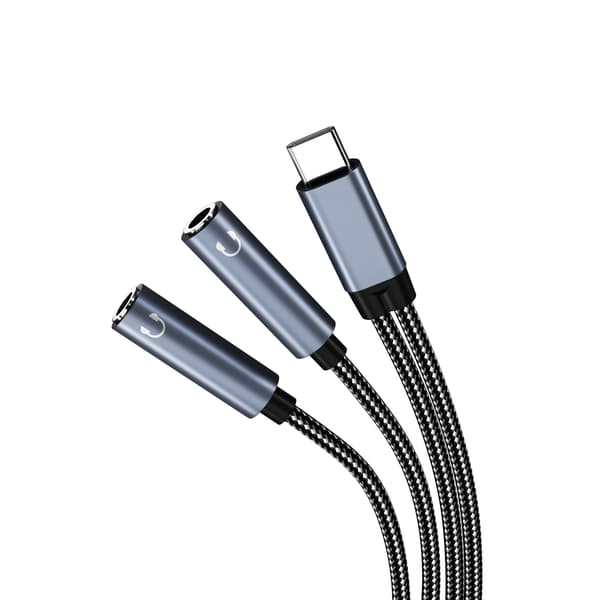 USB C til dobbel 3,5 mm lydadapterkabel Black