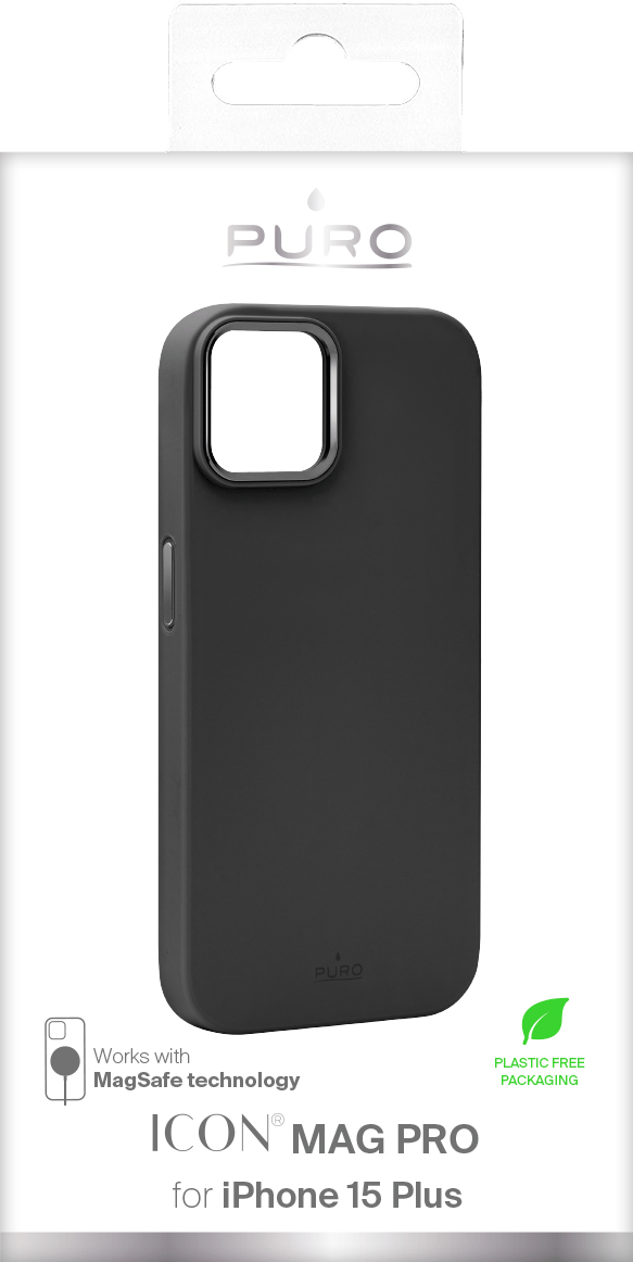 iPhone 15 Plus silicone cover ICON MAG PRO, black