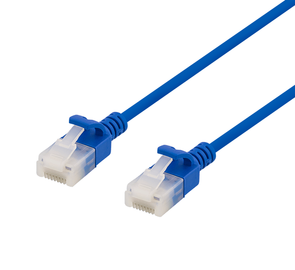 U/UTP Cat6a patch cable, slim, 3.5mm diameter, 1.5m, blue