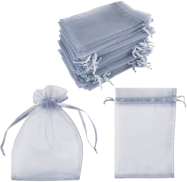 Presentpåsar med Dragsnöre - 7x9 cm, 25-pack Grey