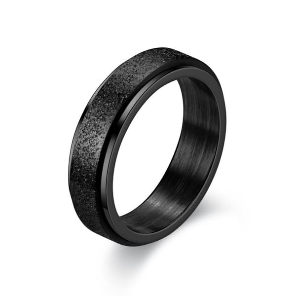 Rustfrit stål anti-stress ring med glat design Black