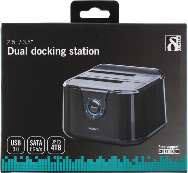 USB 5 Gbit/s HDD docking, cloning, 2x 2.5/3.5" SATA, black