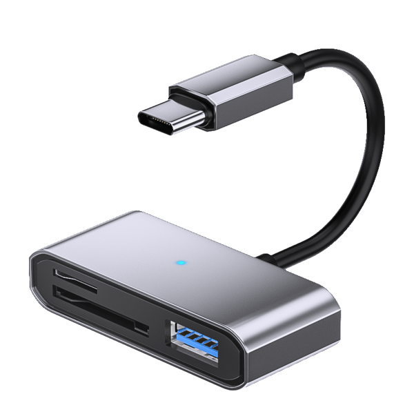 T-C til USB + SD/TF Adapterkabel, kompatibel med Windows, MacOK, Linux, Android og HarmonyOS