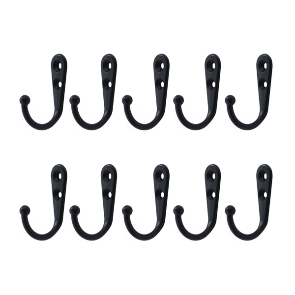 Väggkrokar med skruvar 10-pack Black