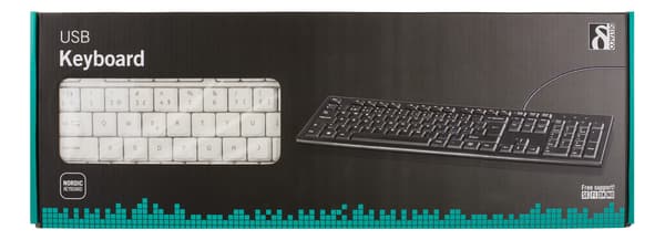 Keyboard, 105 keys, Nordic layout, USB, white, 13 media keys