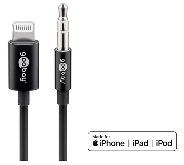 Apple Lightning-ääniliitäntäkaapeli (3,5 mm), 1 m, musta
