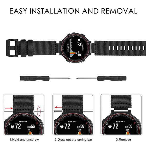 Nylon klokkerem for Garmin Black