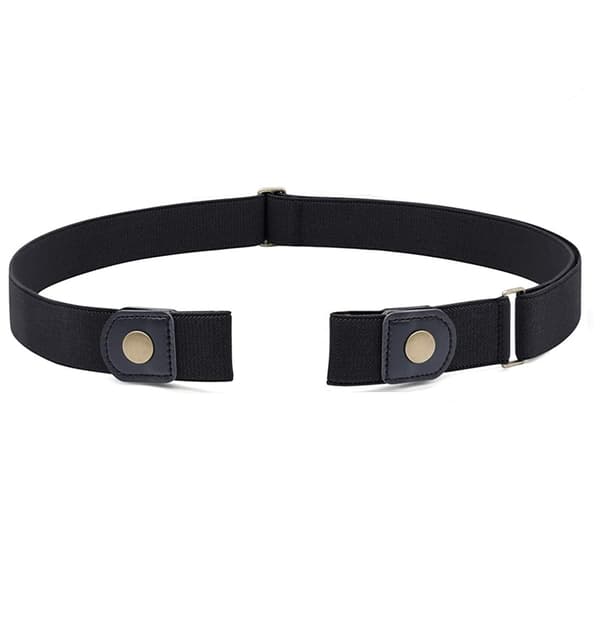 Elastisk belte / belte uten spenne PU-skinn Sort 3 cm
