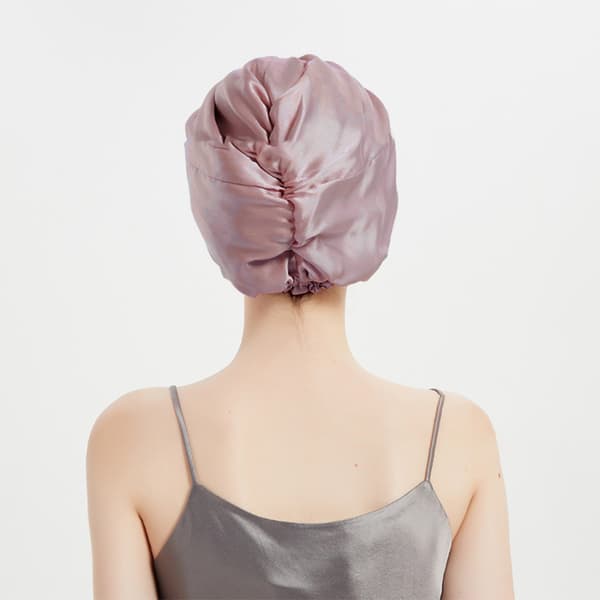 100% Morbærsilke dobbeltlags sovehætte Pink