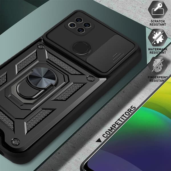 Magnetiskt armor kickstand-mobilskal med ring Black Redmi 9C/POCO C3/10A