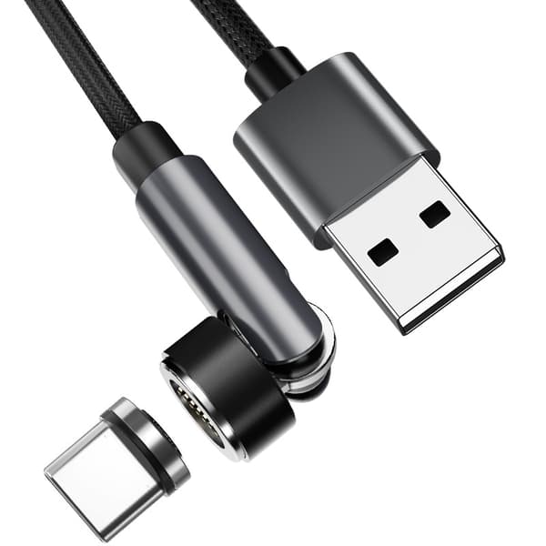 Magnetisk USB-C ladekabel 3A Hurtigopladning 2 m Black