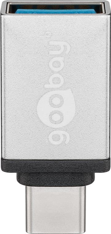 USB-C™/USB-A 3.0 OTG SuperSpeed-adapter for ladekabler, sølvfarget