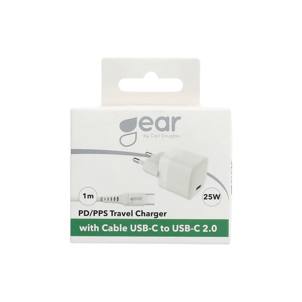 Lader 220V 1xUSB-C PD/PPS 25W, Kabel USB-C-USB-C 1m