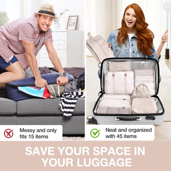 Organizer för resväska - Packkuber och påsar 7 st Beige