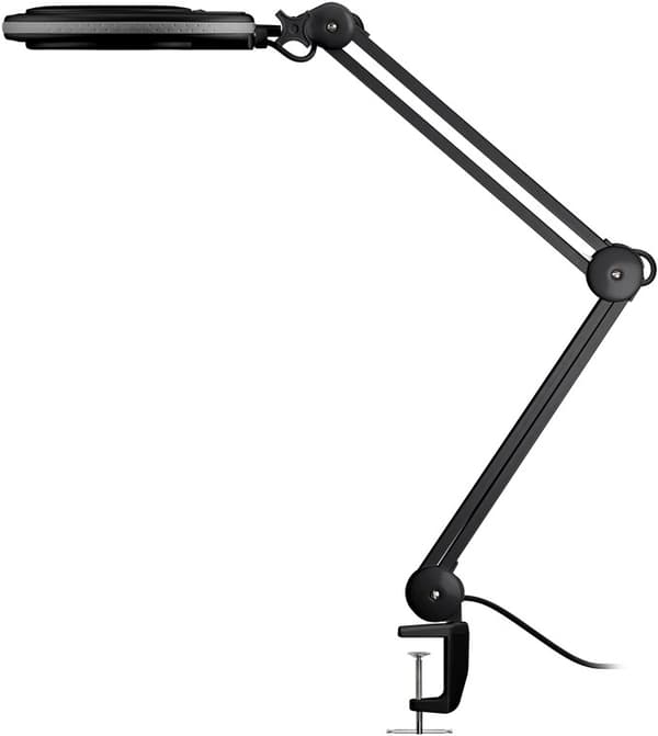 LED forstørrelseslampe med klemme, 8 W, sort
