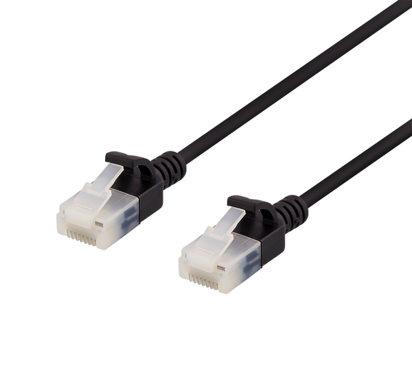 U/UTP Cat6a patch cable, slim, 3.5mm diameter, 5m, black