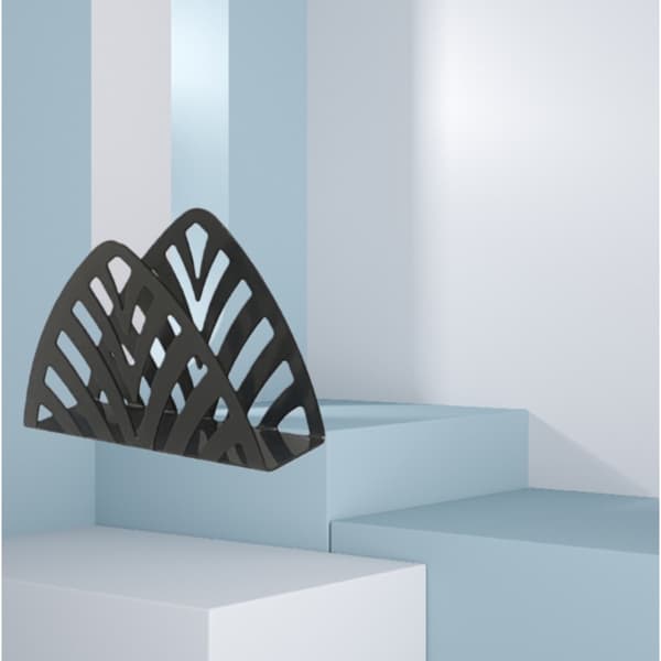 Bladformet Servietholder i Rustfrit Stål - Elegant Borddekoration Black