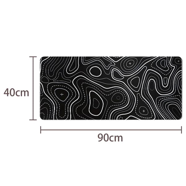 Stor musemåtte - Skrivebordspude med topografisk design Black M