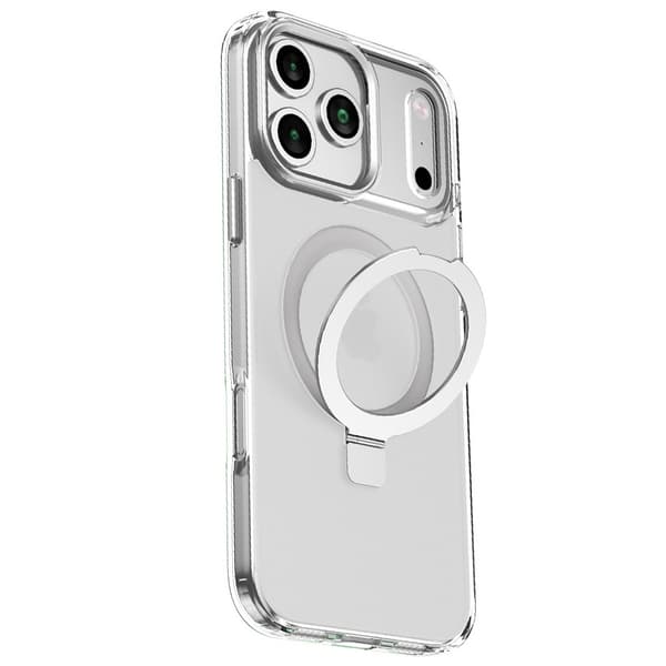 Sølvfarget telefondeksel kompatibelt med iPhone 17 Pro Max - Magnetisk, stativ, støtsikkert