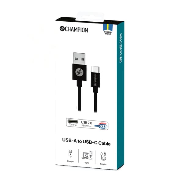 USB-A–USB-C-kaapeli 1 m musta