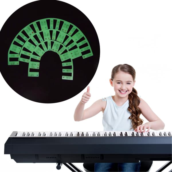 Avtakbart selvlysende klaviatur Note Label 88 Key White