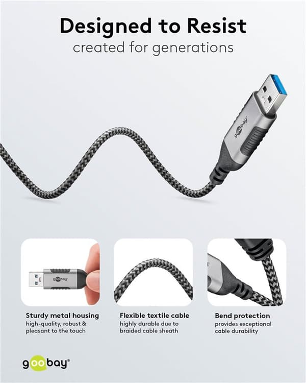 Ethernet-kabel USB-A 3.0 til RJ45, Slim, 7,5 m