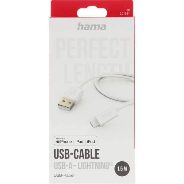 Ladekabel USB-A til Lightning Hvid 1,5 m