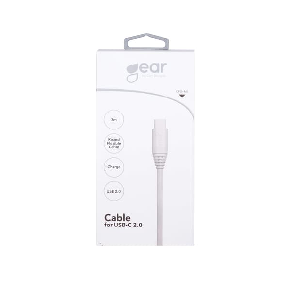 Ladekabel USB-A-USB-C 2.0 3m Rundt Kabel Hvid
