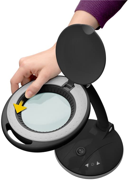 LED forstørrelseslampe med stativ, 6 W, sort