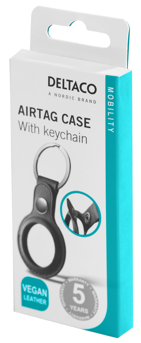Apple AirTag case, keychain, vegan leather, black